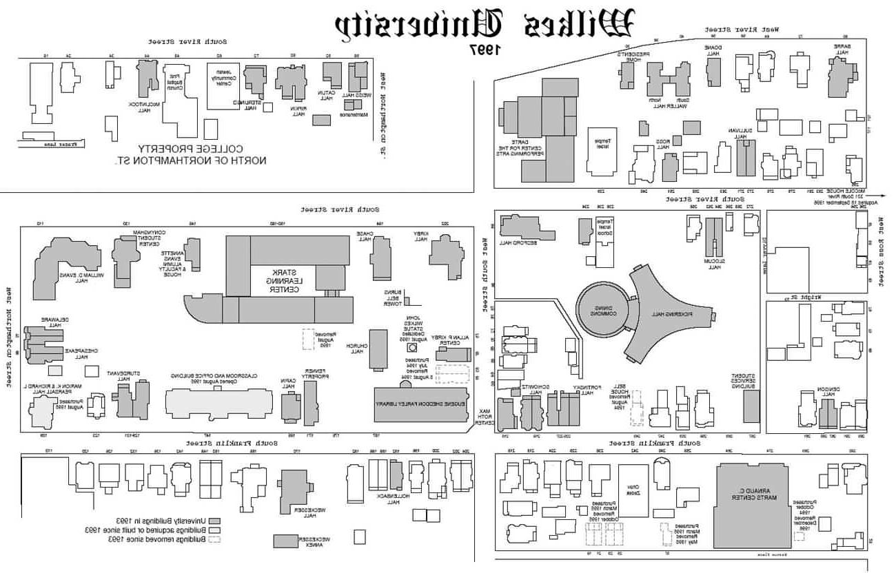 1997 map of Wilkes University campus